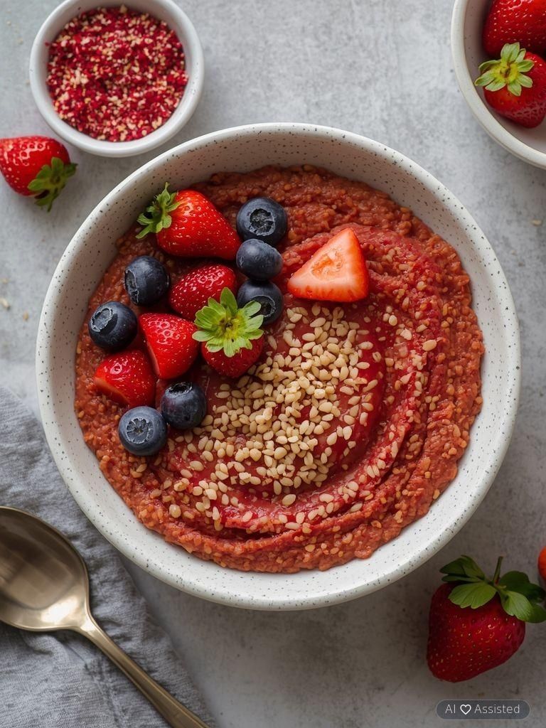 Manna-Grieß mit Erdbeermus und Chia