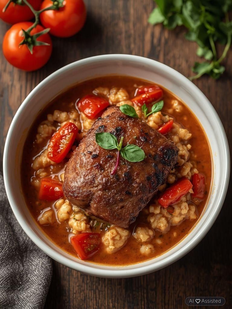 Buchweizen mit Schäufele und Tomaten