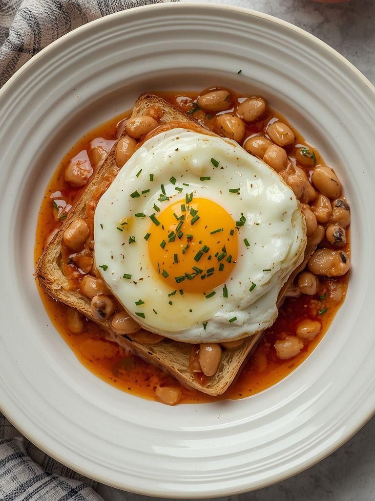 Coddled Egg with Beans and Toast