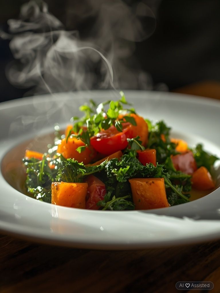 Salat mit Grünkohl, Tomaten und Karotten