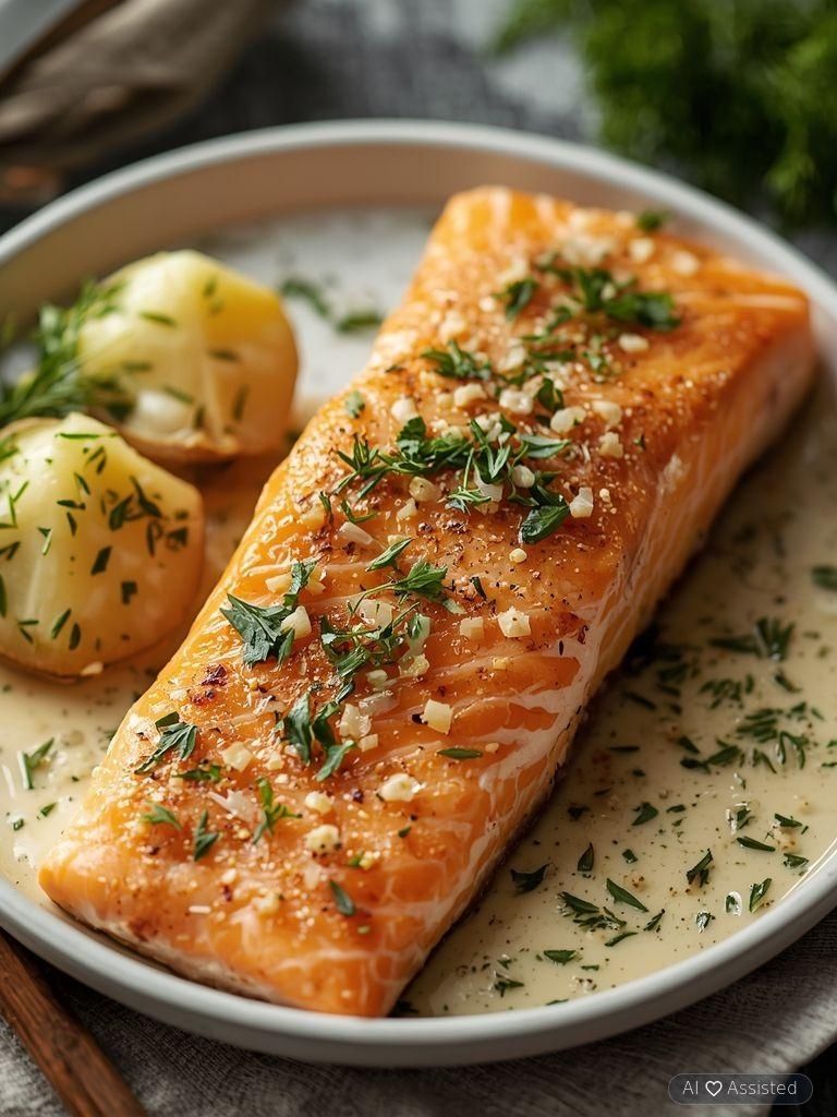 Salmon cutlet with dill mustard dip