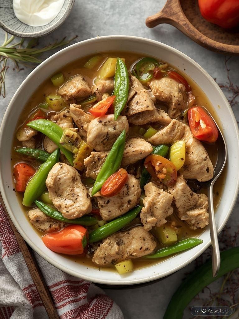 Hähnchen mit Gemüse und Kokosmilch