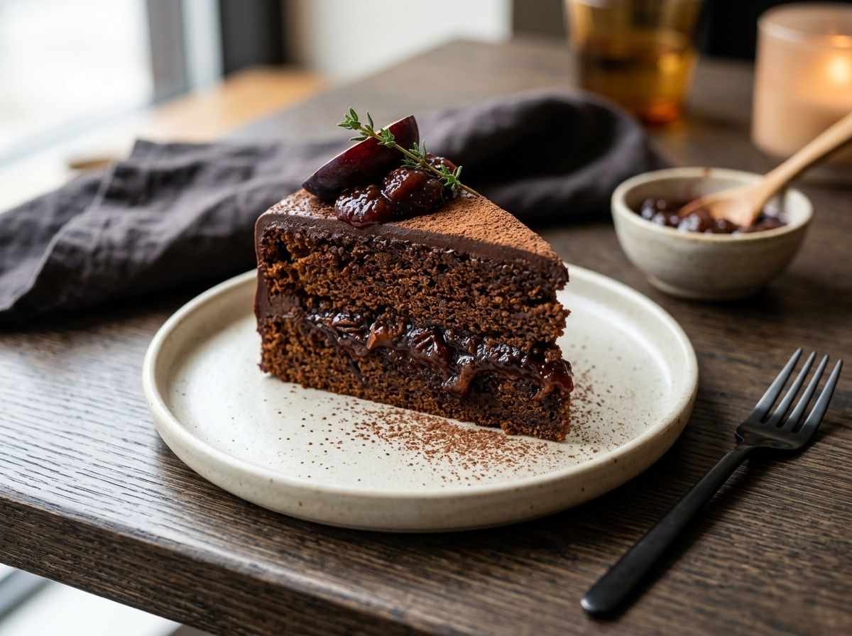 Whole Wheat Plum Jam Chocolate Cake